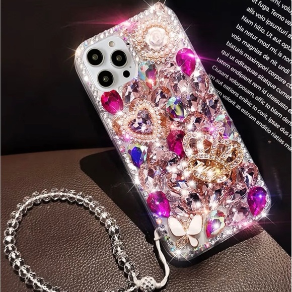 Juicy iPhone 16 Plus Glitter Bling Case, Cute Luxury 3D Sparkle Crown - Picture 5 of 8